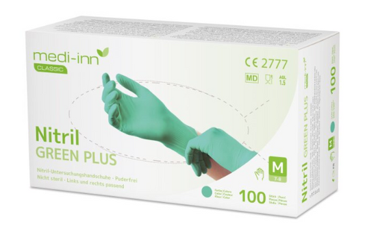 medi-inn® Einmalhandschuhe CLASSIC Nitril puderfrei GREEN PLUS, (10x100 Stück)